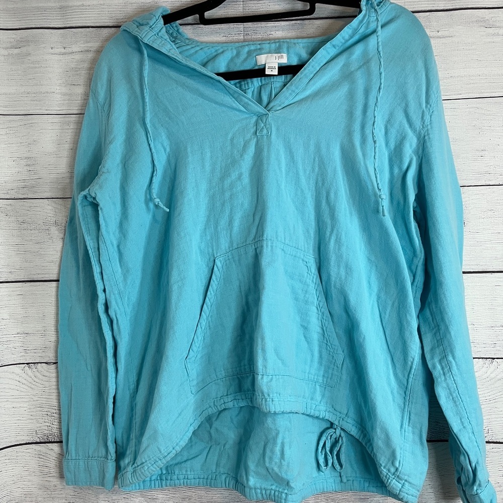 J. Jill Light Blue Hoodie Sweatshirt